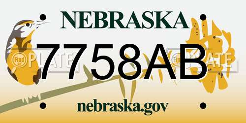 7758AB Nebraska License Plate