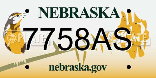 7758AS Nebraska License Plate