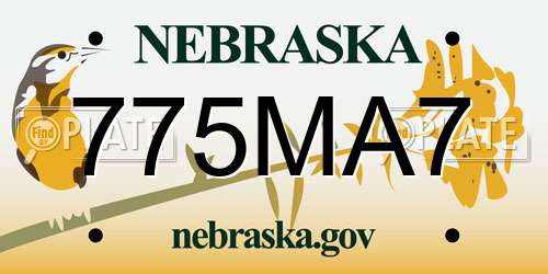 775MA7 Nebraska License Plate