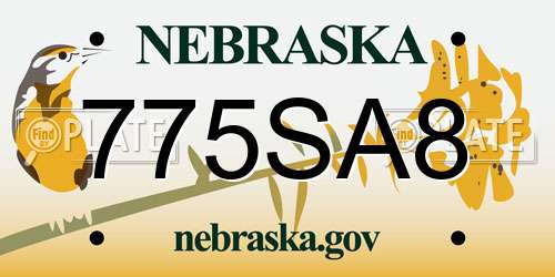 775SA8 Nebraska License Plate