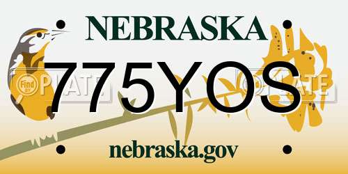 775YOS Nebraska License Plate