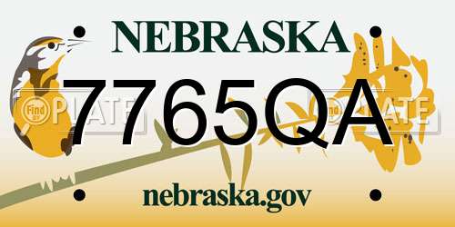 7765QA Nebraska License Plate