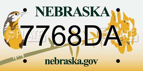 7768DA Nebraska License Plate