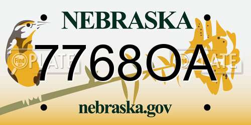 7768OA Nebraska License Plate