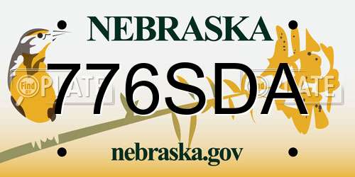 776SDA Nebraska License Plate