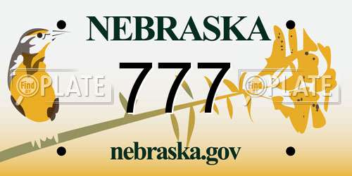 777 Nebraska License Plate