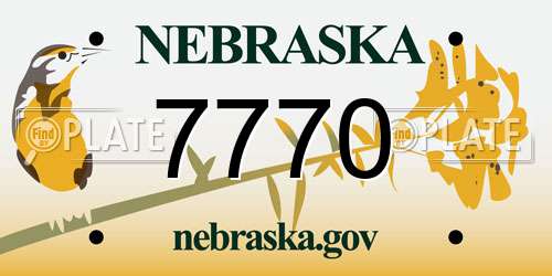 7770 Nebraska License Plate