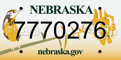 7770276 Nebraska License Plate