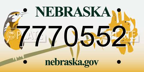 7770552 Nebraska License Plate