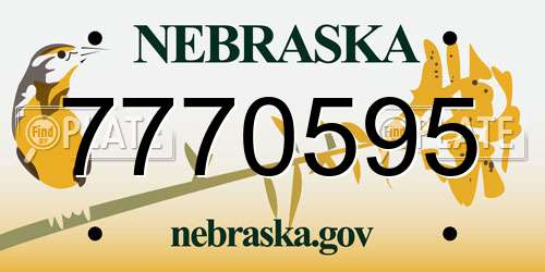 7770595 Nebraska License Plate