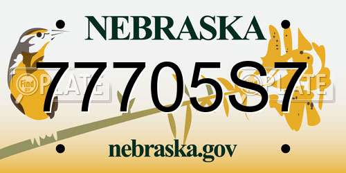 77705S7 Nebraska License Plate