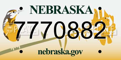 7770882 Nebraska License Plate