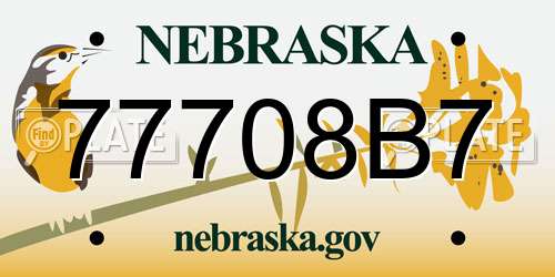 77708B7 Nebraska License Plate