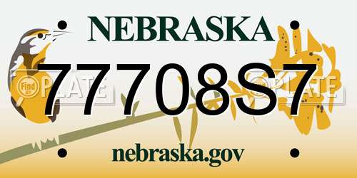 77708S7 Nebraska License Plate