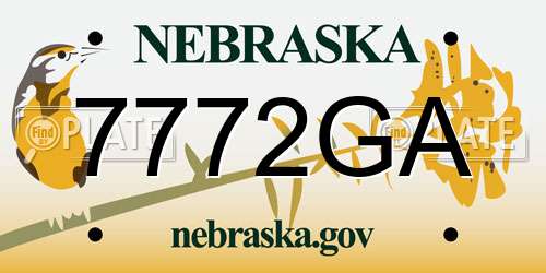 7772GA Nebraska License Plate