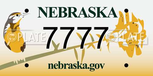 7777 Nebraska License Plate