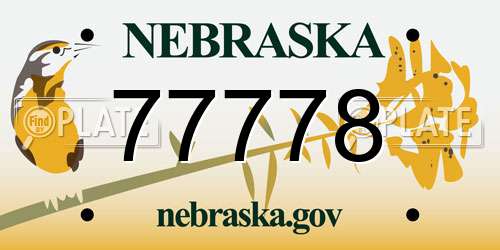 77778 Nebraska License Plate