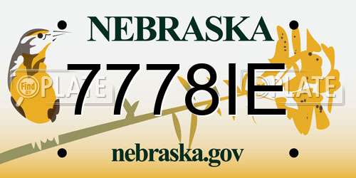 7778IE Nebraska License Plate
