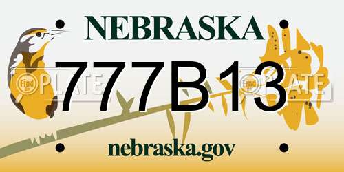 777B13 Nebraska License Plate