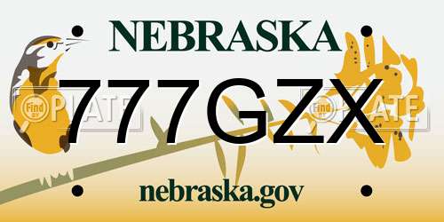 777GZX Nebraska License Plate