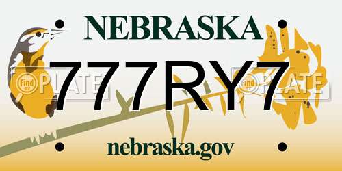 777RY7 Nebraska License Plate