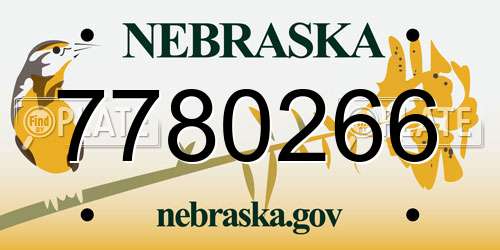 7780266 Nebraska License Plate