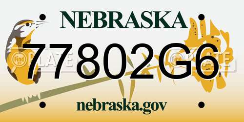 77802G6 Nebraska License Plate