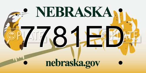 7781ED Nebraska License Plate