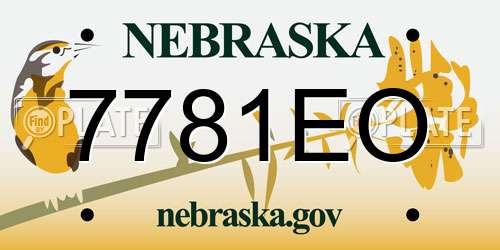 7781EO Nebraska License Plate