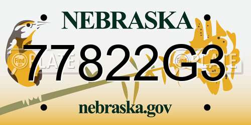 77822G3 Nebraska License Plate