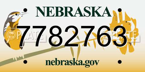 7782763 Nebraska License Plate