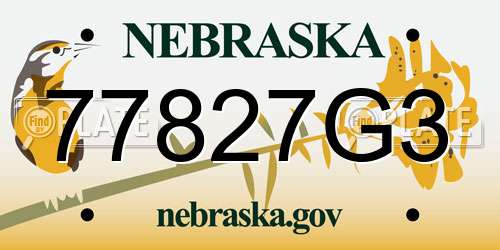 77827G3 Nebraska License Plate
