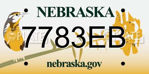 7783EB Nebraska License Plate
