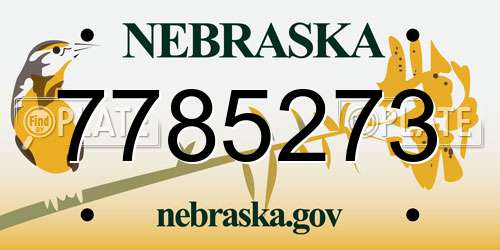 7785273 Nebraska License Plate