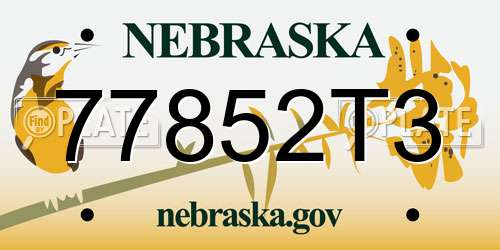 77852T3 Nebraska License Plate
