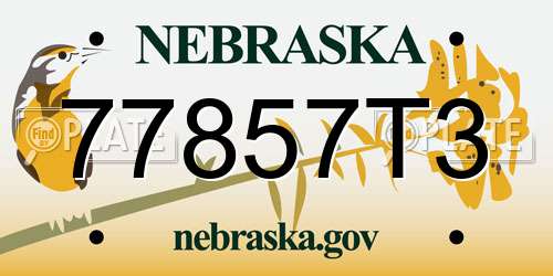 77857T3 Nebraska License Plate