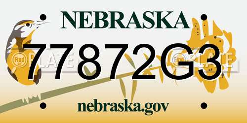 77872G3 Nebraska License Plate