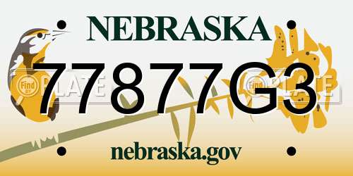 77877G3 Nebraska License Plate