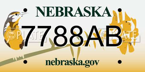 7788AB Nebraska License Plate