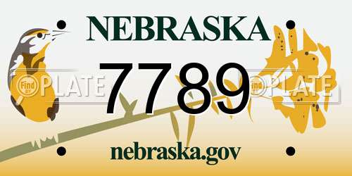 7789 Nebraska License Plate