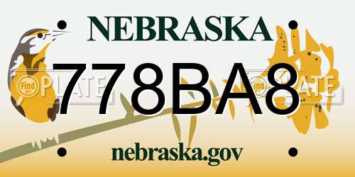 778BA8 Nebraska License Plate