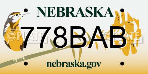 778BAB Nebraska License Plate