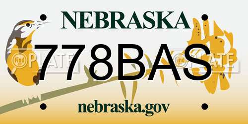 778BAS Nebraska License Plate