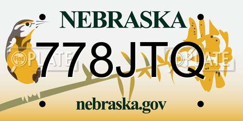 778JTQ Nebraska License Plate