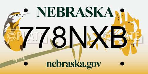 778NXB Nebraska License Plate