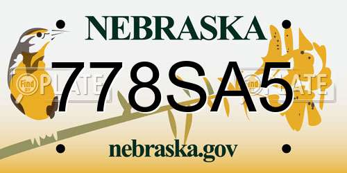 778SA5 Nebraska License Plate