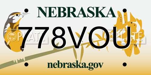 778VOU Nebraska License Plate