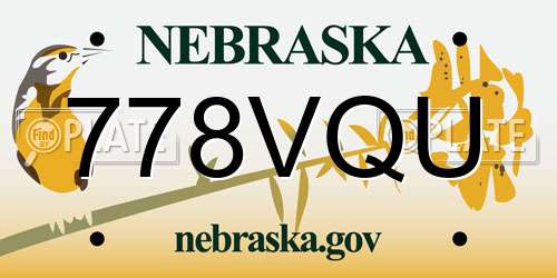 778VQU Nebraska License Plate