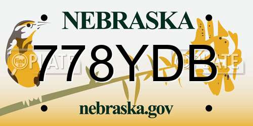 778YDB Nebraska License Plate