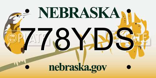 778YDS Nebraska License Plate